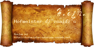 Hofmeister Ézsaiás névjegykártya